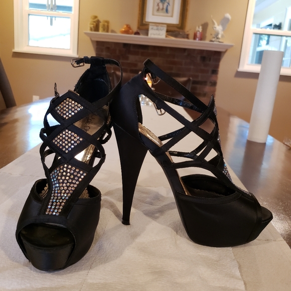 Satin Stilettos with Crystal Embellishments - Picture 6 of 14
